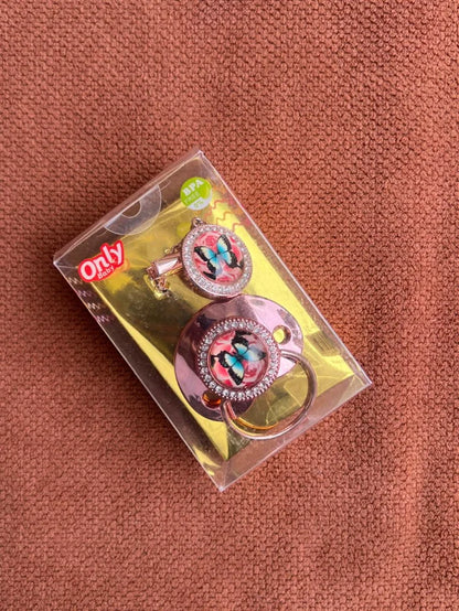 Kids Essentials Luxury Butterfly Bling Baby Pacifier with Chain & Clip