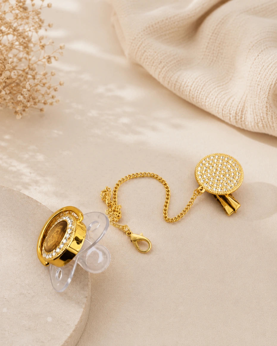 Kids Essentials Luxury Bling Baby Pacifier with Chain & Clip