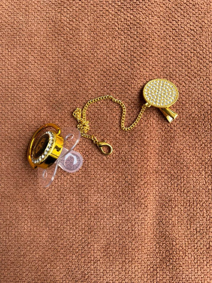 Kids Essentials Luxury Bling Baby Pacifier with Chain & Clip