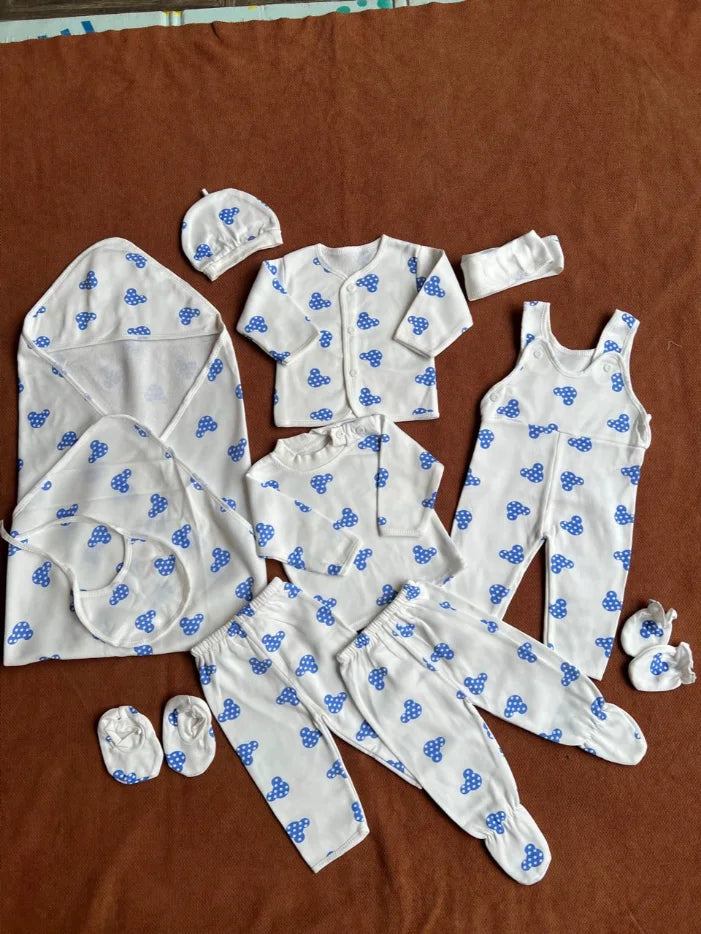 Newborn 11 Pcs Winter Fleece Starter Set –  Kitty Print
