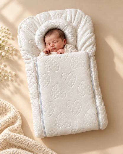 Newborn Baby Carry Nest with Head Support Pillow - Heart Design