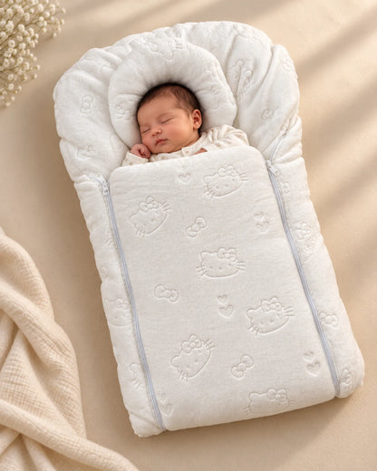 Newborn Baby Carry Nest with Head Support Pillow - Kitty Design