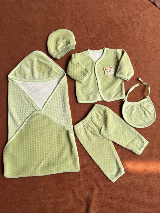 Kids Essentials 5 Piece Winter Velvet Newborn Baby Starter Set