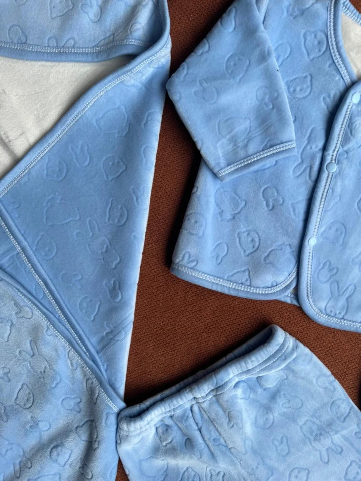 Kids Essentials 5 Piece Winter Velvet Newborn Baby Starter Set