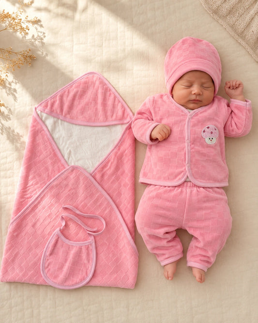 Kids Essentials 5 Piece Winter Velvet Newborn Baby Starter Set