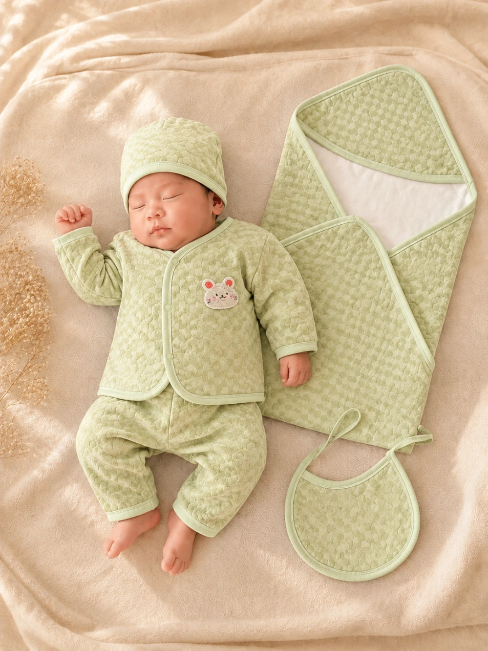 Kids Essentials 5 Piece Winter Velvet Newborn Baby Starter Set