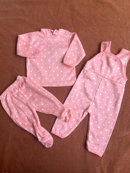 Newborn 11 Pcs Winter Fleece Starter Set - Dotted design (Pink)