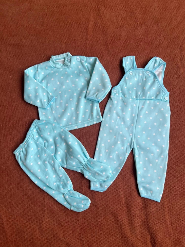 Newborn 11 Pcs Winter Fleece Starter Set - Dotted design (Blue)