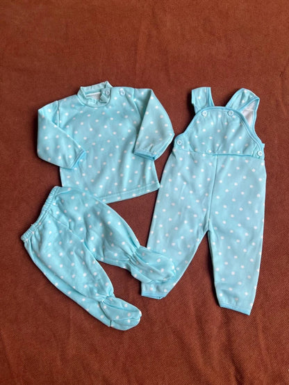 Newborn 11 Pcs Winter Fleece Starter Set - Dotted design (Blue)
