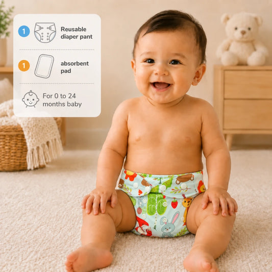 Reusable Baby Diaper Pant with Absorbent Pad | Washable Nappies