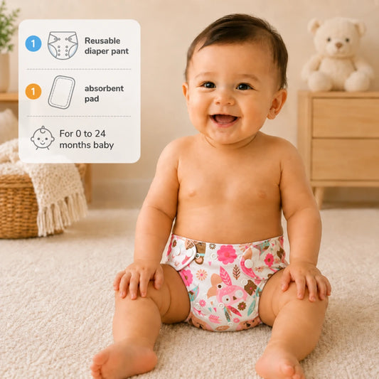 Reusable Baby Diaper Pant with Absorbent Pad | Washable Nappies