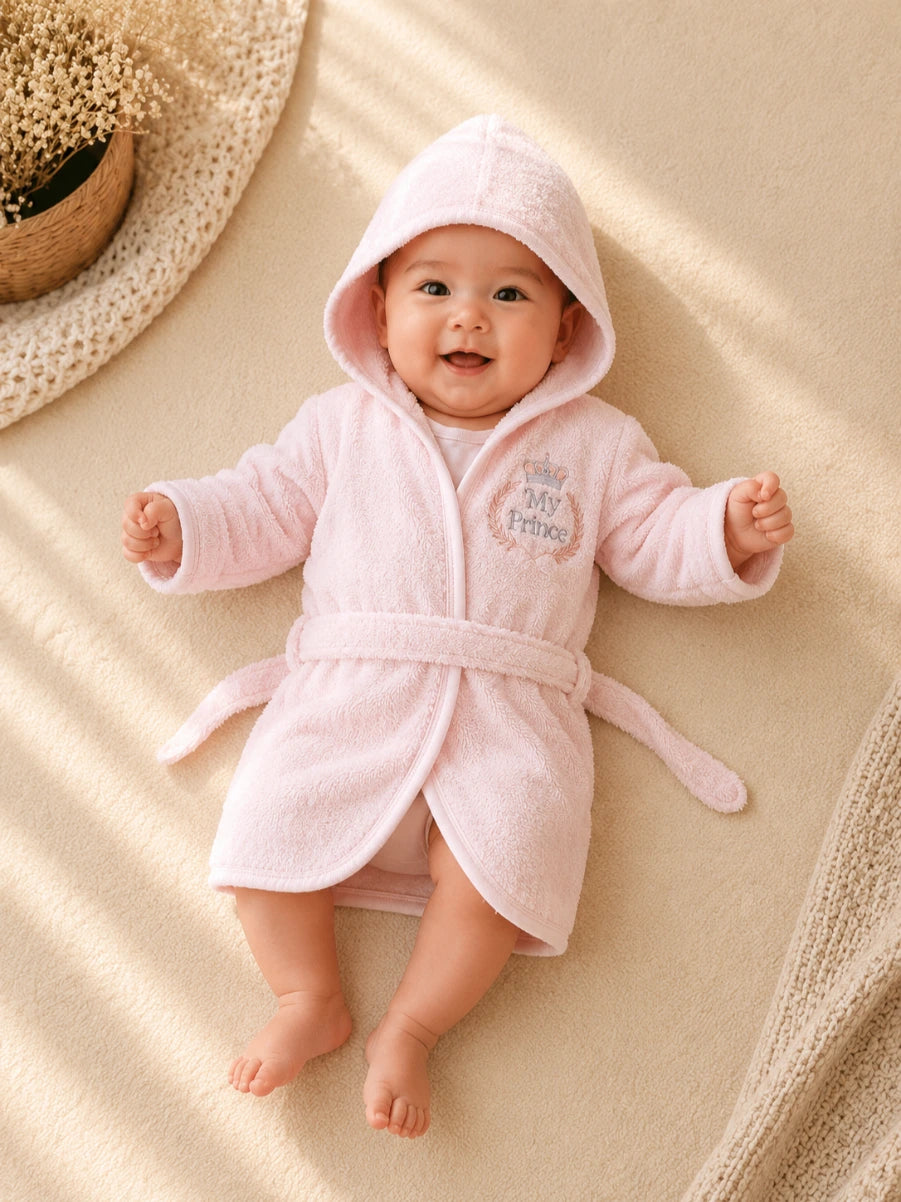 Kids Essentials Soft Hooded Baby Bathrobe with Belt