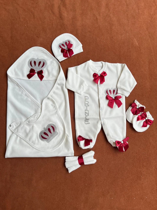 Winter Fleece Turkish-Style Newborn "PRINCE" Starter Set (Mehroon)