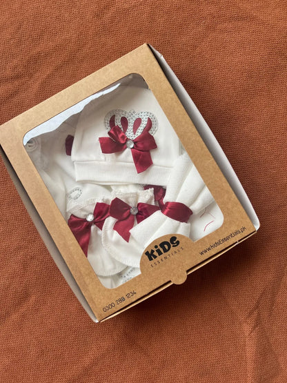 Winter Fleece Turkish-Style Newborn "PRINCESS" Starter Set (Mehroon)