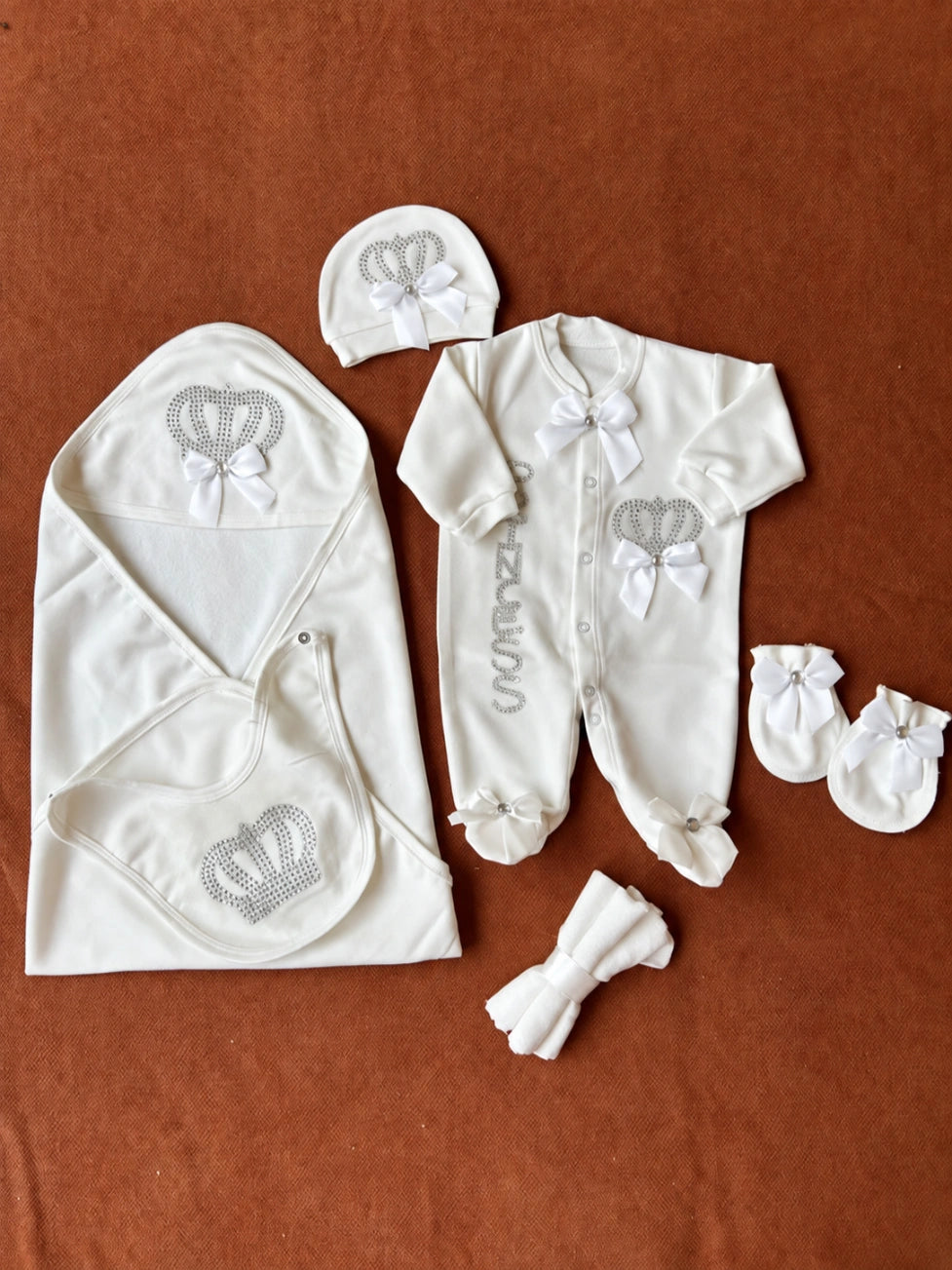 Winter Fleece Turkish-Style Newborn "PRINCESS" Starter Set (White)
