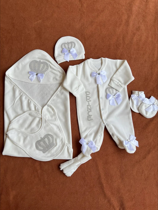 Winter Fleece Turkish-Style Newborn "PRINCE" Starter Set (White)