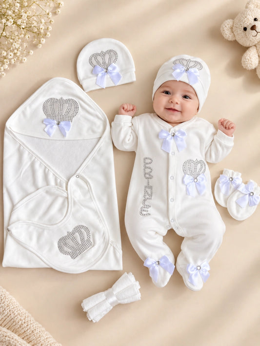 Winter Fleece Turkish-Style Newborn "PRINCE" Starter Set (White)