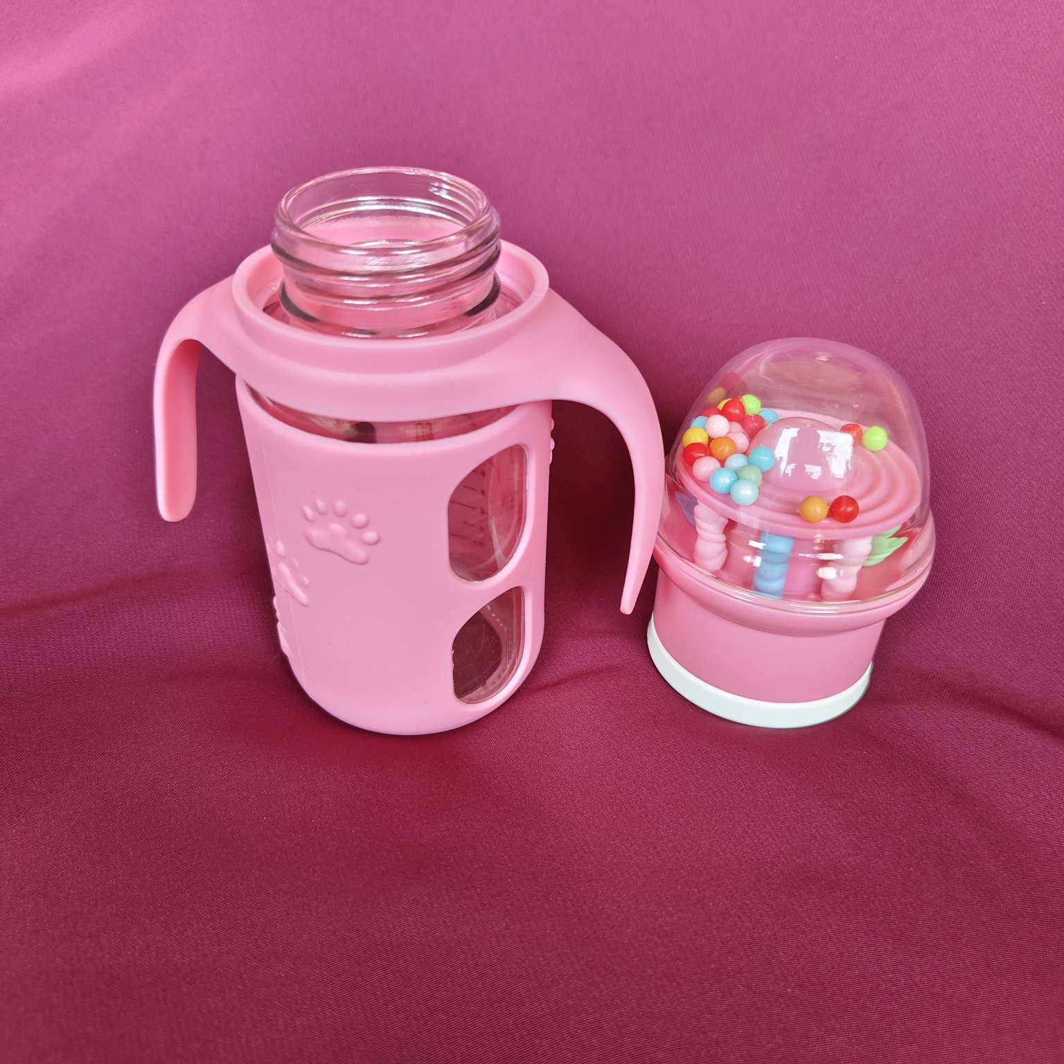 kidsEssentials baby feeder pink glass yes 120ml GF2P2