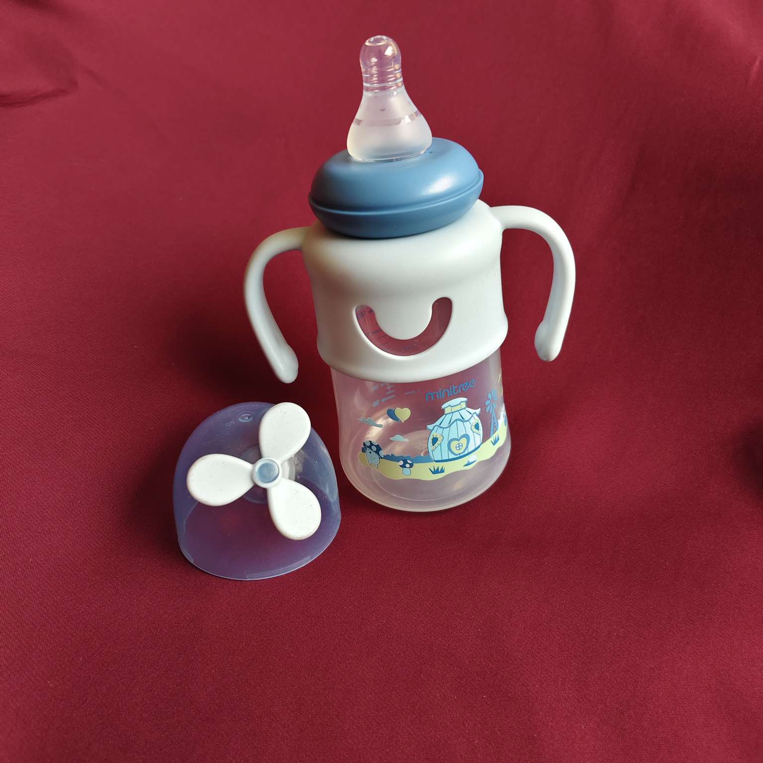 kidsessentials baby feeder wide neck blue Glass minitree 270ml GF4B2