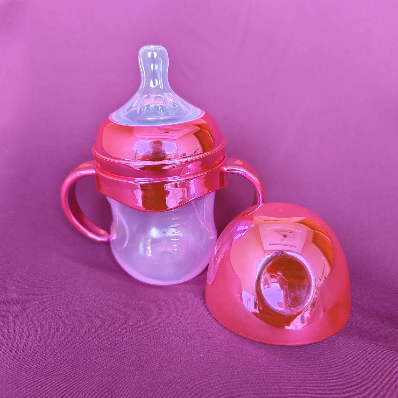 kidsessentials baby feeder wide neck shinny pink plastic Only 125ml PF1P