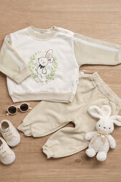 Warm Baby Outfit – Two-Piece Set (Rabbit Design)