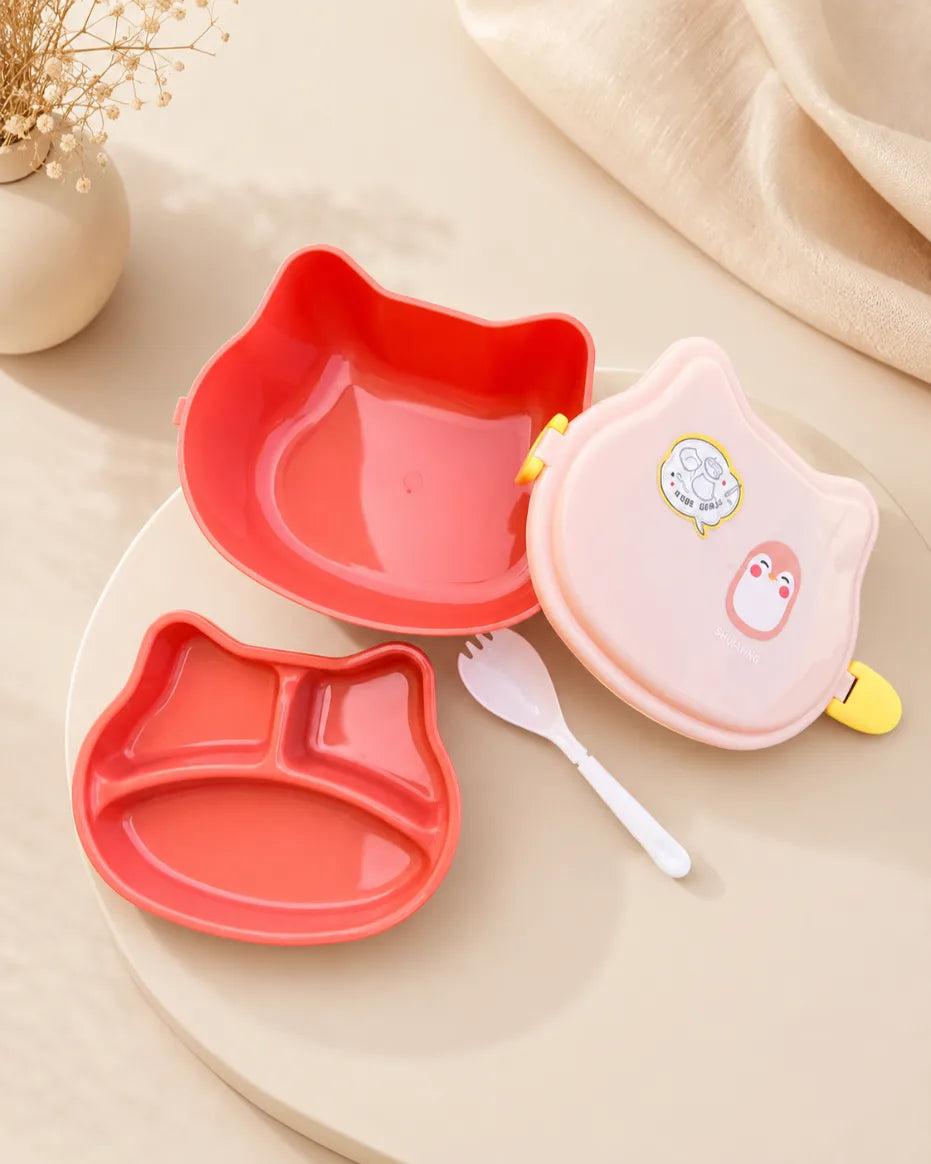 Bear-Shaped Kids Lunch Box with Spoon