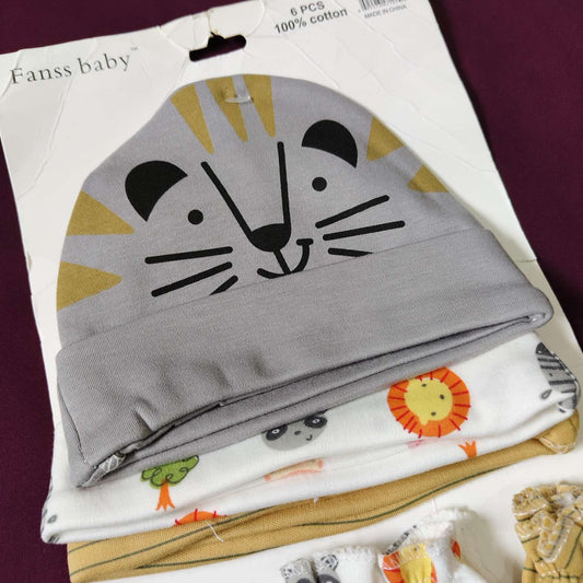 Pack of 3 caps and 3 pairs of mittens