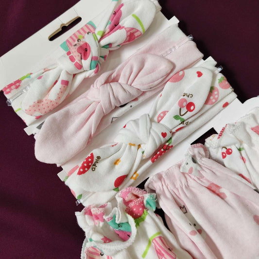 Imported Baby Accessories Set (Pack of 3 mittens and 3 headbands)