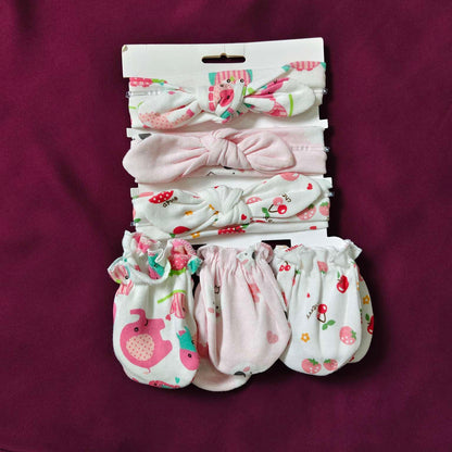 pack of 3 head bands with 3 pairs of mittens (3)