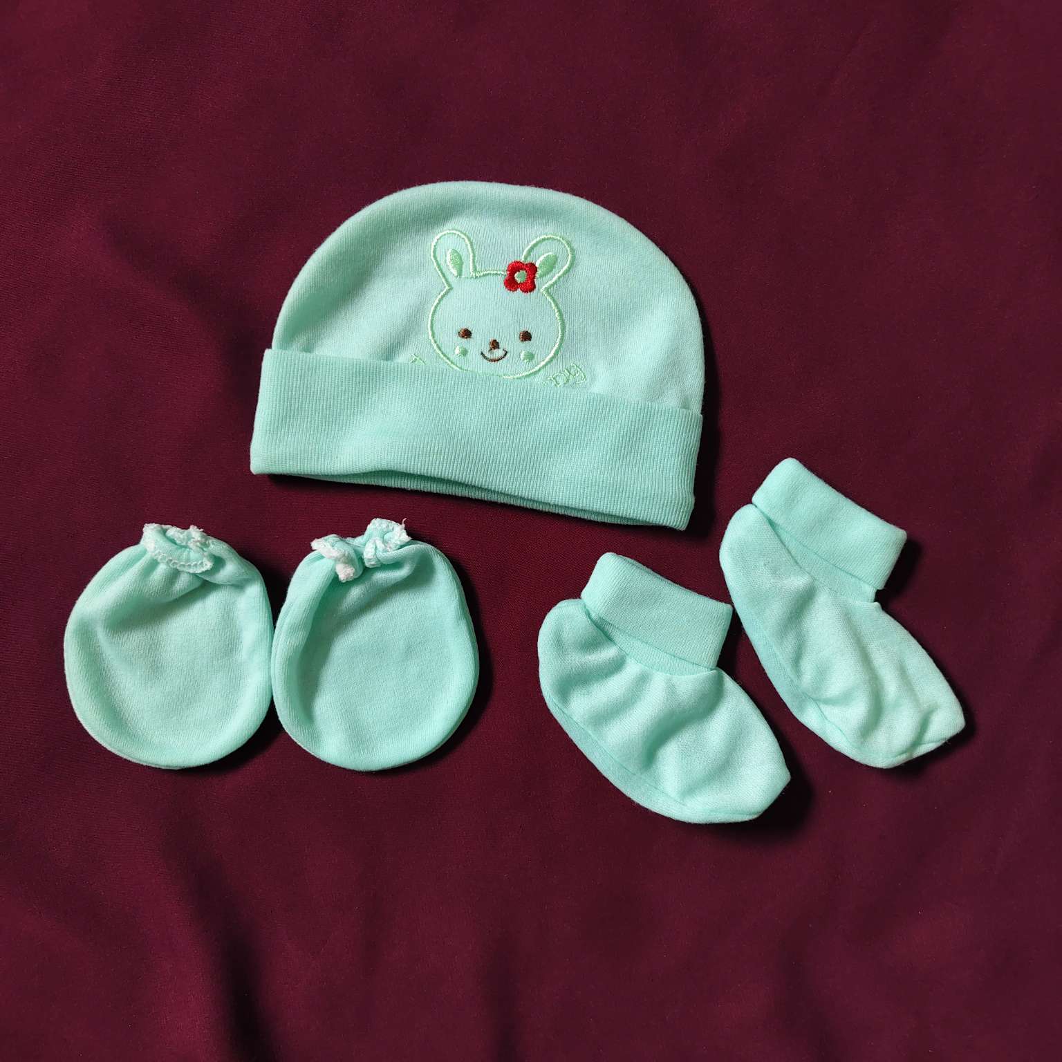 Infant Cap, Mittens & Booties Set