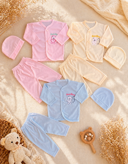 Pack of 3 Summer Jabla Dress for Newborn Baby – Soft Cotton Set