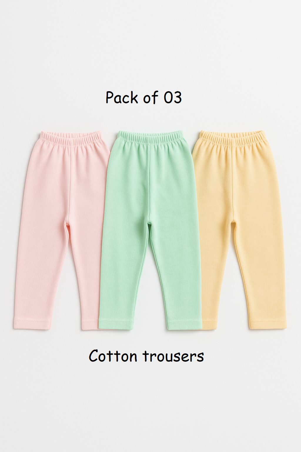 Pack of 3 Baby Cotton Trousers | Soft Breathable for Babies