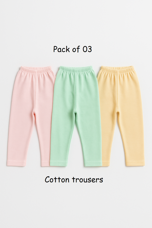 Pack of 3 Baby Cotton Trousers | Soft Breathable for Babies