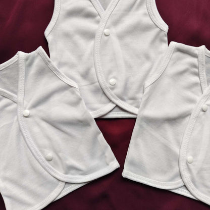 Pack of 3 Sleeveless Baby Vests – White – Cotton Innerwear