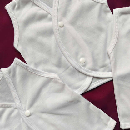 Pack of 3 Sleeveless Baby Vests – White – Cotton Innerwear