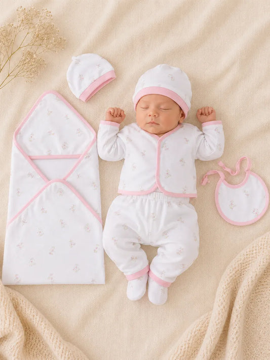 Newborn Summer Cotton Starter Set – 5 Pcs Soft Baby Gift Set