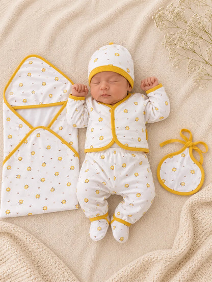 Newborn Summer Cotton Starter Set – 5 Pcs Soft Baby Gift Set