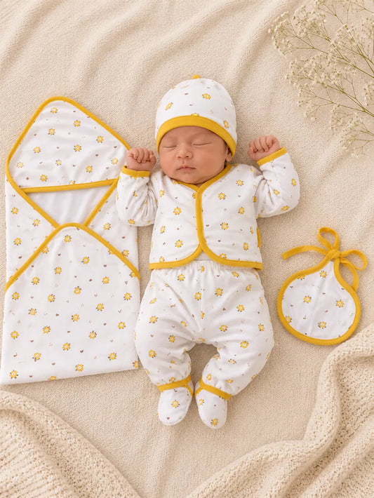 Newborn Summer Cotton Starter Set – 5 Pcs Soft Baby Gift Set