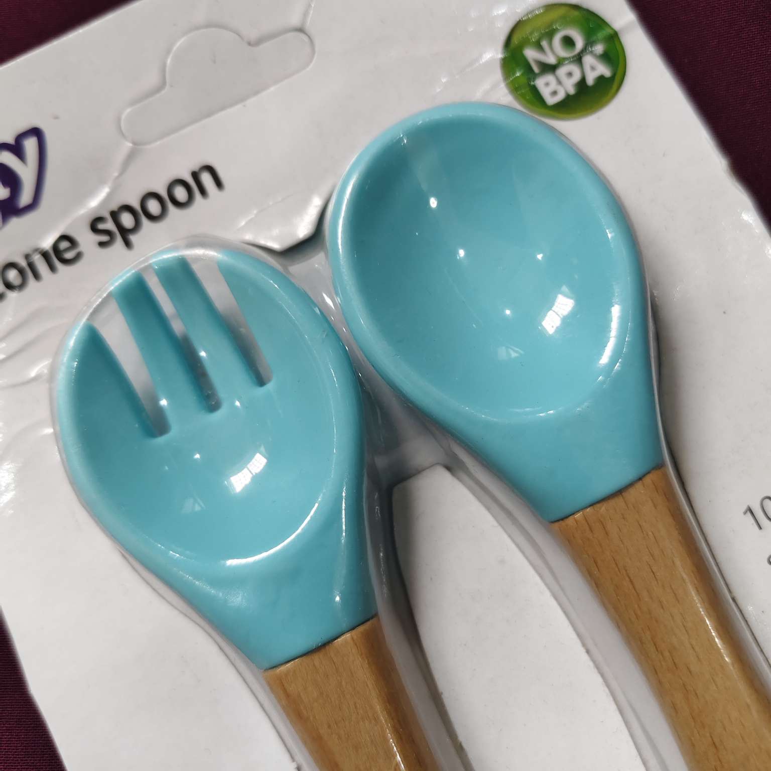 wooden handles silicon tip fork and spoon set blue1